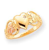   Gold Black Hills Gold Heart with Diamond Ring Pick Your Size  