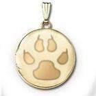 PicturesOnGold 14k Yellow Gold Round Cats Paw Print Picture 