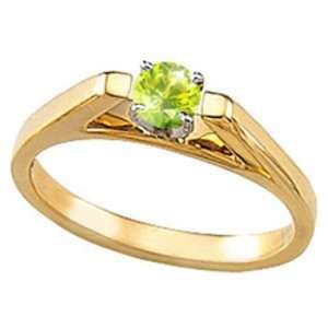   Gold Ring with Fancy Greenish Yellow Diamond 0.1+ carat Brilliant cut