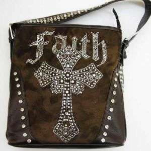 Beautiful **FAITH** Rhinestones,Genuine Leather Handbag  