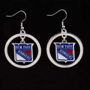  New York Rangers Floating Logo Hoop Earrings: Sports 