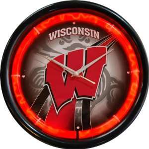  Wisconsin Badgers Plasma Neon Clock: Sports & Outdoors