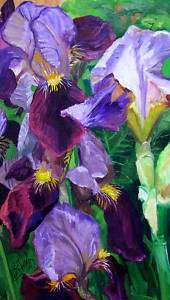 Flower Purple Iris Original Oil Painting k McCollough  