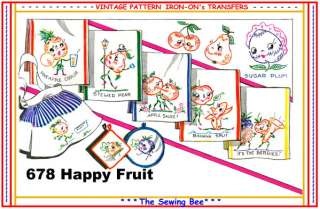 678 Animated fruit embroidery transfer pattern iron on  