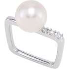   10MM/.08 CT TW Stackable Freshwater Cultured Pearl & Diamond Ring