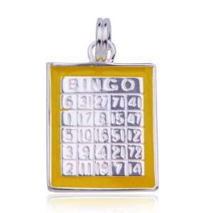  Sterling Silver Epoxy Bingo Card Charm Jewelry