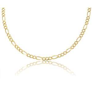  14K Solid Gold Yellow Pave Figaro Link Chain Necklace 4mm 