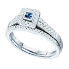  of Diamonds 1/2 Carat Blue & White Diamond 14k White Gold Bridal Set 