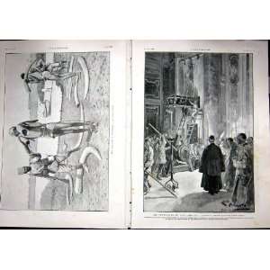  Funeral Pope Leon Vatican Throne Rome French Print 1903 