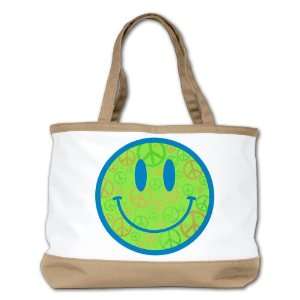  Shoulder Bag Purse (2 Sided) Tan Smiley Face With Peace 