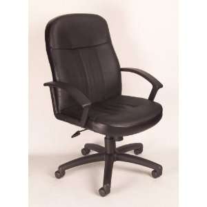  Black Leather Plus Office Executive Mid Back Chair: Home 