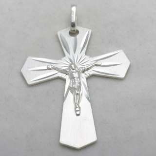 Vintage 925 Silver Crusifix Cross Pendant Large Italy  