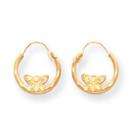 goldia 14k Gold Wire Diamond Cut Butterfly Hoop Earrings