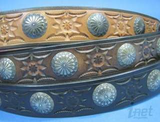 Bob Dellis Chacon Tooled Leather Belt w/925 Conchos  