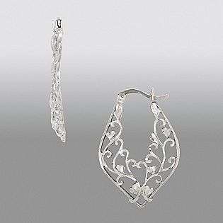   Filigree Huggie Hoop Earrings  Jewelry Sterling Silver Earrings