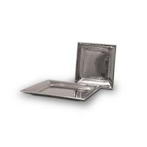  Polarware T8971B   16 in Square Hammered Tray, Stainless 