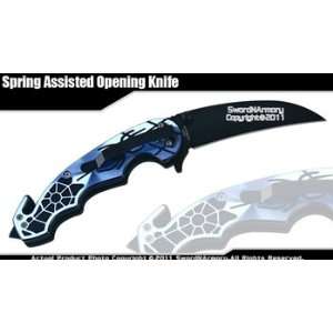   Opening Folding Sheep Foot Spider Knife Blue