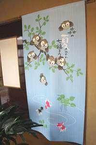 JAPANESE Noren Curtain Bird Fukuro OWL NEW 2188  