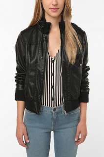 UrbanOutfitters  Sparkle & Fade Faux Leather Hooded Bomber