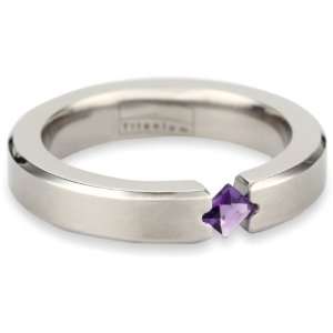   Womens Grey Titanium Princess Cut Amethyst Ring , Size 6.5 Jewelry