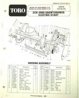 Toro CCR 2000 Snowthrower Elec.Start Manual 3313 531A  