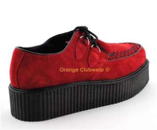 DEMONIA CREEPER 402S Mens Red Suede Creepers Shoes 885487002125 