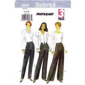  Butterick 3209 Sewing Pattern Womens Wide Leg Pants Size 