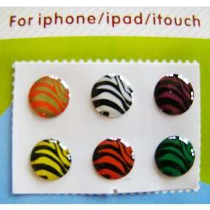   Button Sticker for iphone/ipad/itouch, Zebra, 6 Stickers Toys & Games