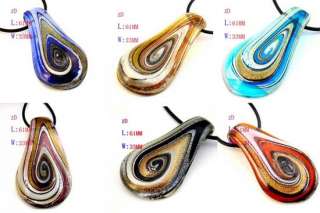 g336 Cute Teardrop 6 Colors Murano Lampwork Glass Pendant Chain 
