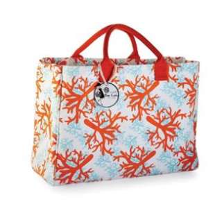 Coral Tote Bag with water resistant lining   Beach Tote   New  