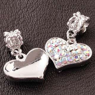 TypeColouerful Shiny Crystal 18KGP Charm Heart Pendant Dangle Beads 