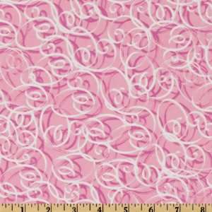  44 Wide Cosmopolitian Swirl Pink/White Fabric By The 