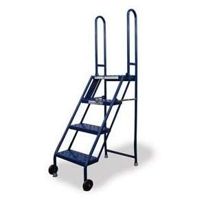  4 Step Folding Rolling Ladder Stand   Perforated Tread 