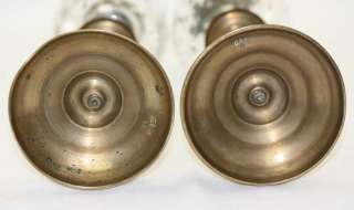 Pair of Antique French Oil Lamps With Brass Stands  