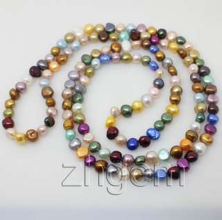 44long mix colour genuine pearl necklace pearl 8 9mm