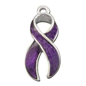   Purple Enamelled Pewter Awareness Ribbon Charm: Arts, Crafts & Sewing