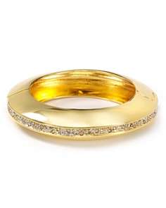Alexis Bittar Crystal Encrusted Gold Channeled Hinge Bracelet