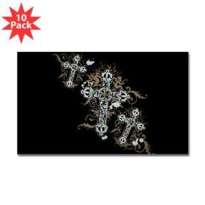  Sticker (Rectangle) (10 Pack) Goth Crosses Everything 