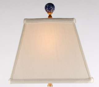 18 High Dark Blue & White Small Rectangular Porcelain Table Lamp 