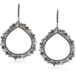   Mix Labradorite, Swarovski Crystal Open Teardrop Earrings: Jewelry