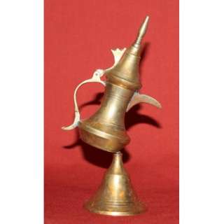 Antique Islamic Arabic Small Brass Tea Coffee Pot With Stand  