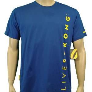  Livestrong Nike Mens Vertical Logo Shirt Blue: Sports 