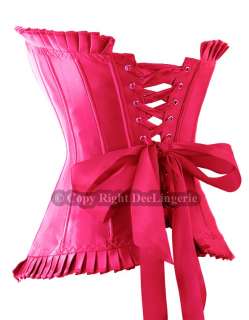 Trendy Hot Pink Satin Corset Waist Cincher Lacing S~XL  