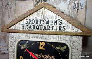 Vintage REMINGTON Gun Store Display CLOCK Plastic & Paper Advertising 