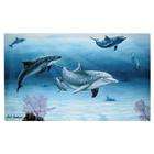 IWGAC IWDSC 049 30353 Dolphin Family Canvas Wall Plaque