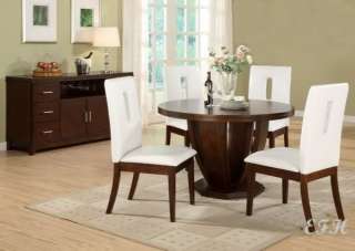 NEW MODERN 5PC BROWN CHERRY ROUND WOOD DINING TABLE SET  