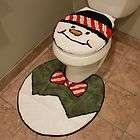 Snowman Toilet Décor Set w/ Lid Cover & Floor Rug Mat Christmas 