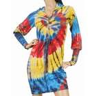   Multi Color Tie Dye Zip Up Hoodie Band Bottom Mini Dress (Size Small