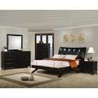   Upholstered Arc Bed Rich Deep Espresso Wood Finish Queen Bedroom Set