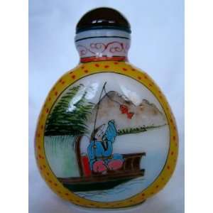  Chinese Enamel Glass Snuff Bottle  Ancient